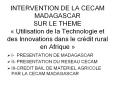 INTERVENTION DE LA CECAM MADAGASCAR SUR LE THEME 