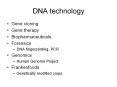DNA technology Gene cloning Gene therapy Biopharmaceutical