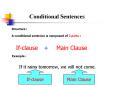 Conditional Sentences Structure : A conditional sentence i