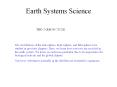 Earth Systems Science THE CARBON CYCLE The circulations o