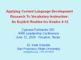 Applying Current Language Development Research To Vocabular