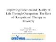 Improving Function and Quality of Life Through Occupatio