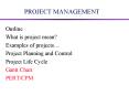 PROJECT MANAGEMENT Outline What is project mean? Examples o
