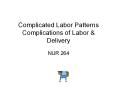Complicated Labor Patterns Complications of Labor & Deliver