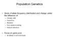 Population Genetics Study of allele frequency distributio