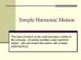 Simple Harmonic Motion This type of motion is the mos