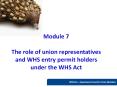 Module 7 The role of union representatives and WHS entr