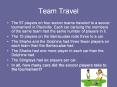 Team Travel The 57 players on four soccer teams traveled t