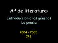 AP de literatura: Introducci n a los g neros La poes a 2004