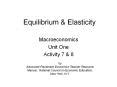 Equilibrium & Elasticity Macroeconomics Unit One Activity 