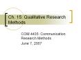 Levels of observation Qualitative Research Method