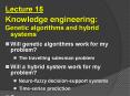 Lecture 15 Knowledge engineering: Genetic algorithms an