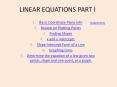 LINEAR EQUATIONS PART I Basic Coordinate Plane Info Revie