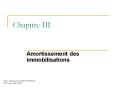 Chapitre III Amortissement des immobilisations Cours propos