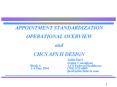 APPOINTMENT STANDARDIZATION OPERATIONAL OVERVIEW and CHC