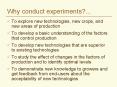 To explore new technologies, new crops, and new areas o