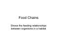 Food Chains Shows the feeding relationships betwee