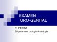 EXAMEN URO-GENITAL T. PEREZ D partement Urologie-Andrologi