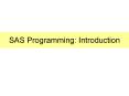 SAS Programming: Introduction SAS Programs Composed of SA