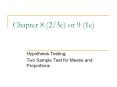 Chapter 9 Hypothesis Testing: Two Sample Test for Means an