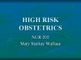 HIGH RISK OBSTETRICS NUR 202 Mary Starkey Wallace High Ris