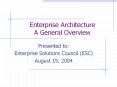 Enterprise Architecture A General Overview Presented t