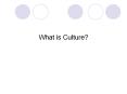What is Culture? A collection of ideas, beliefs and custom