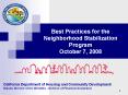 Best Practices for the Neighborhood Stabilization Progra