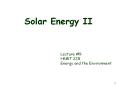Solar Energy II Lecture #9 HNRT 228 Energy and th