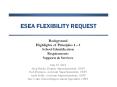 ESEA FLEXIBILITY REQUEST Background Highlights of Principle