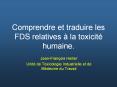 Comprendre et traduire les FDS relatives   la toxicit