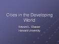 Cities in the Developing World Edward L. Glaeser Harvar