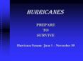 HURRICANES PREPARE TO SURVIVE Hurricane Season: June 1 