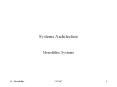 Systems Architecture Monolithic Systems Monolithic Systems