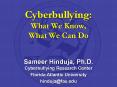 Cyberbullying: What We Know, What We Can Do Sameer Hinduja