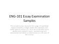 ENG-101 Essay Examination Samples The sample essay