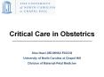 Critical Care in Obstetrics Sina Haeri, MD MHSA FACO