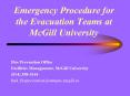 Emergency Procedure for the Evacuation Teams at McGill University