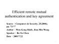 Efficient remote mutual authentication and key agreement