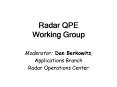 Radar QPE Working Group