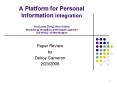 A Platform for Personal Information Integration Xin Luna Dong, Alon Halevy lunadong, aloncs'washingt