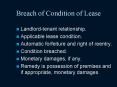 Breach of Condition of Lease