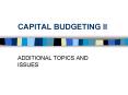CAPITAL BUDGETING II