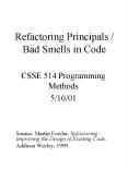 Refactoring Principals Bad Smells in Code