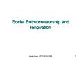 Social Entrepreneurship and Innovation