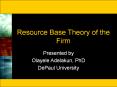 Resource Base Theory of the Firm