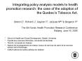 Integrating policy analysis models to health promotion research: the case of the adoption of the Que