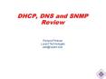 DHCP, DNS and SNMP Review