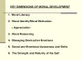 1' Moral Literacy 2' Moral IdentityMoral Motivation Appreciation 3' Moral Reasoning 4' Managing Dest