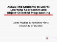 ASSISTing Students to Learn: Learning Approaches and ObjectOriented Programming